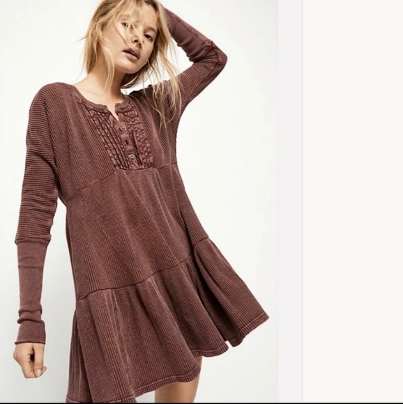 Free People One Jolene Mini Shoulder Long Sleeve Dress. M - Picture 3 of 6